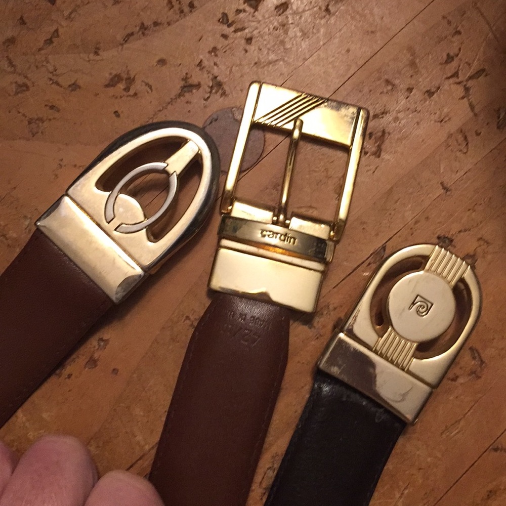 VINTAGE -$29 EACH made in Italy Pierre Cardin gold tone belt BUCKLE BOTH FOR $52